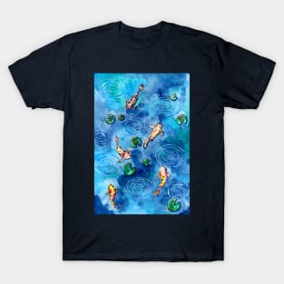 Koi Fish Pond in the Rain T-Shirt